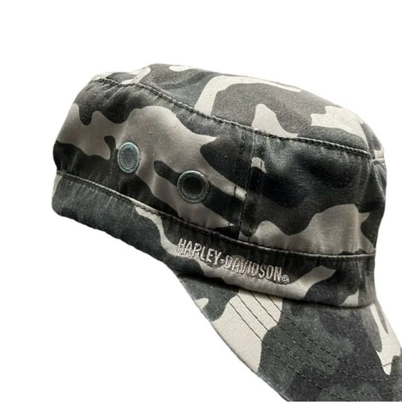 Harley Davidson Patrol Cap Strap Camo Motorcycle Biker Hat Embroidered Cabo - Picture 4 of 6
